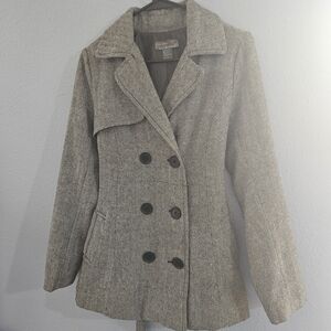 Doki Geki Pea Coat Women's L‎ Wool Blend